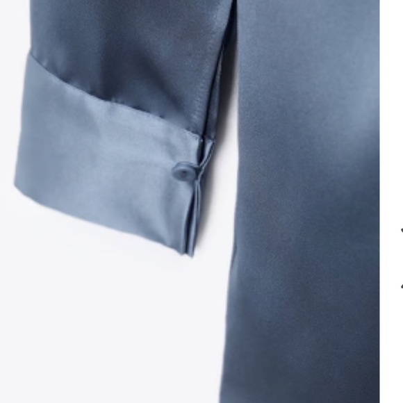 Zara Satin Mini Dress with long sleeves. New with tags XS, light blue - Picture 3 of 14